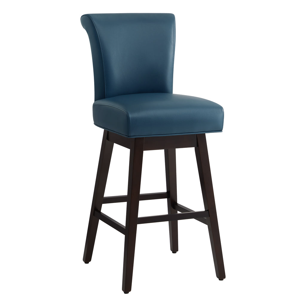 Dark Blue Faux Leather Upholstered Swivel Counter Bar Stools Set of 2 R28611