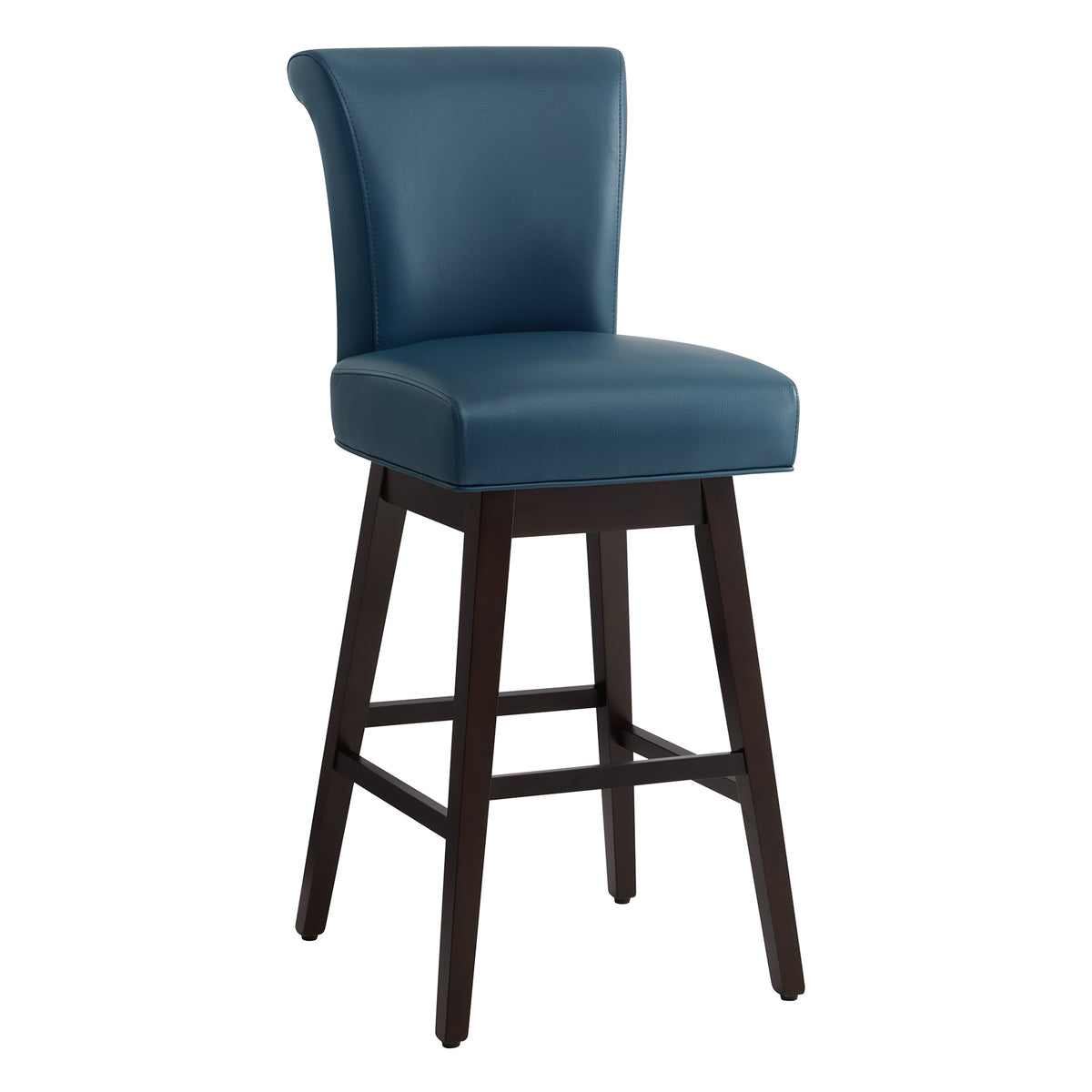 Dark Blue Faux Leather Upholstered Swivel Counter Bar Stools Set of 2 R28611