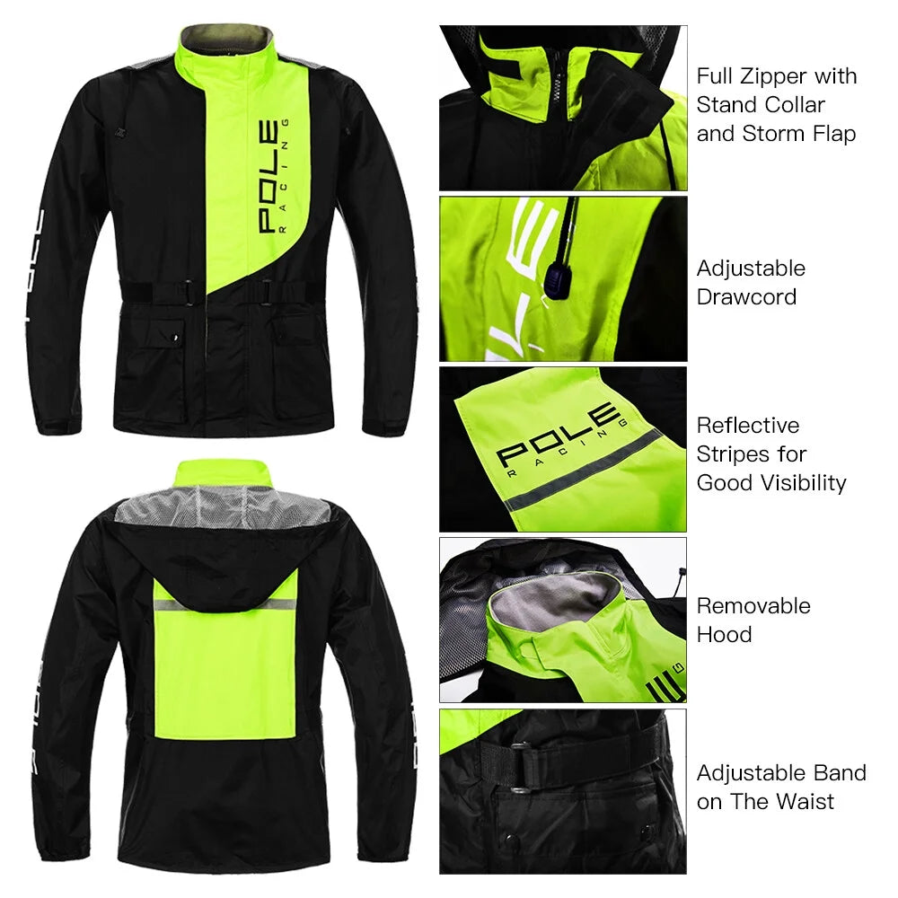Men Waterproof Breathable Rain Suit Jacket and Pants U84494