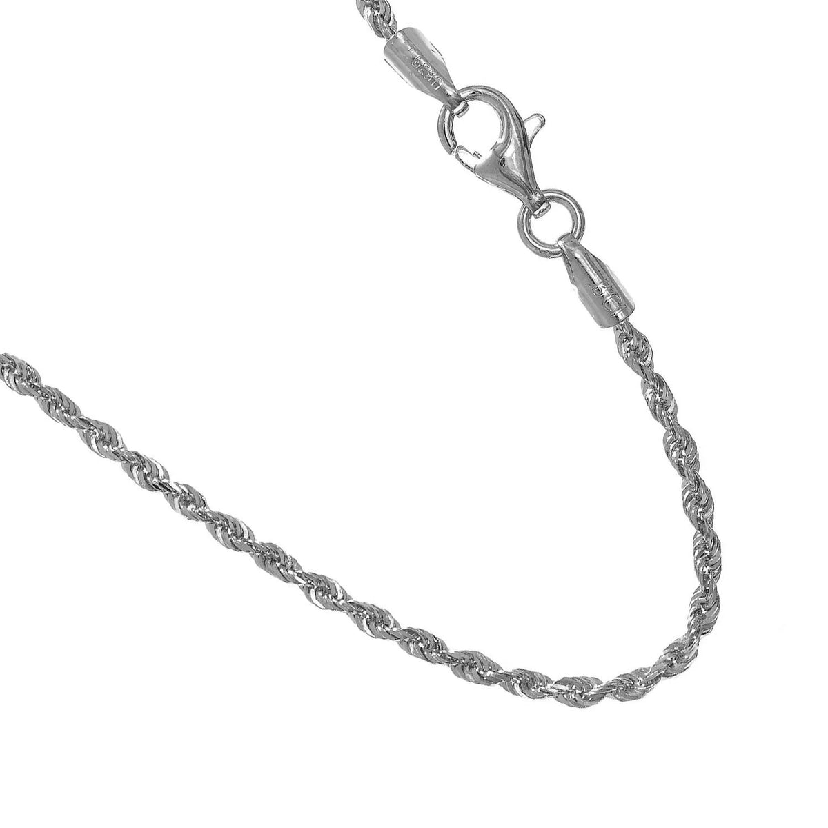 18k Solid White Gold Diamond-cut Rope Chain, Lobster Claw Clasp, 18 Inches H82943