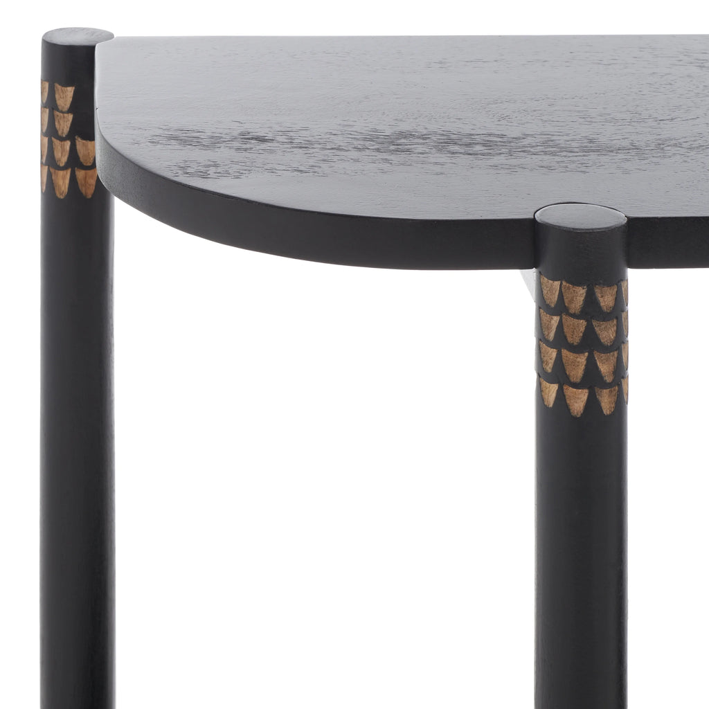 Black Natural Wood Console Table with Shelf N7704