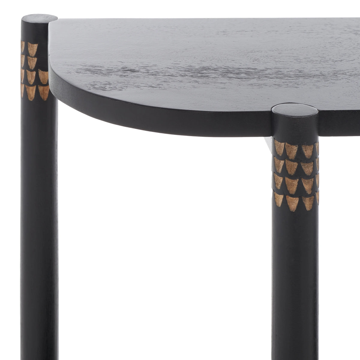 Black Natural Wood Console Table with Shelf N7704