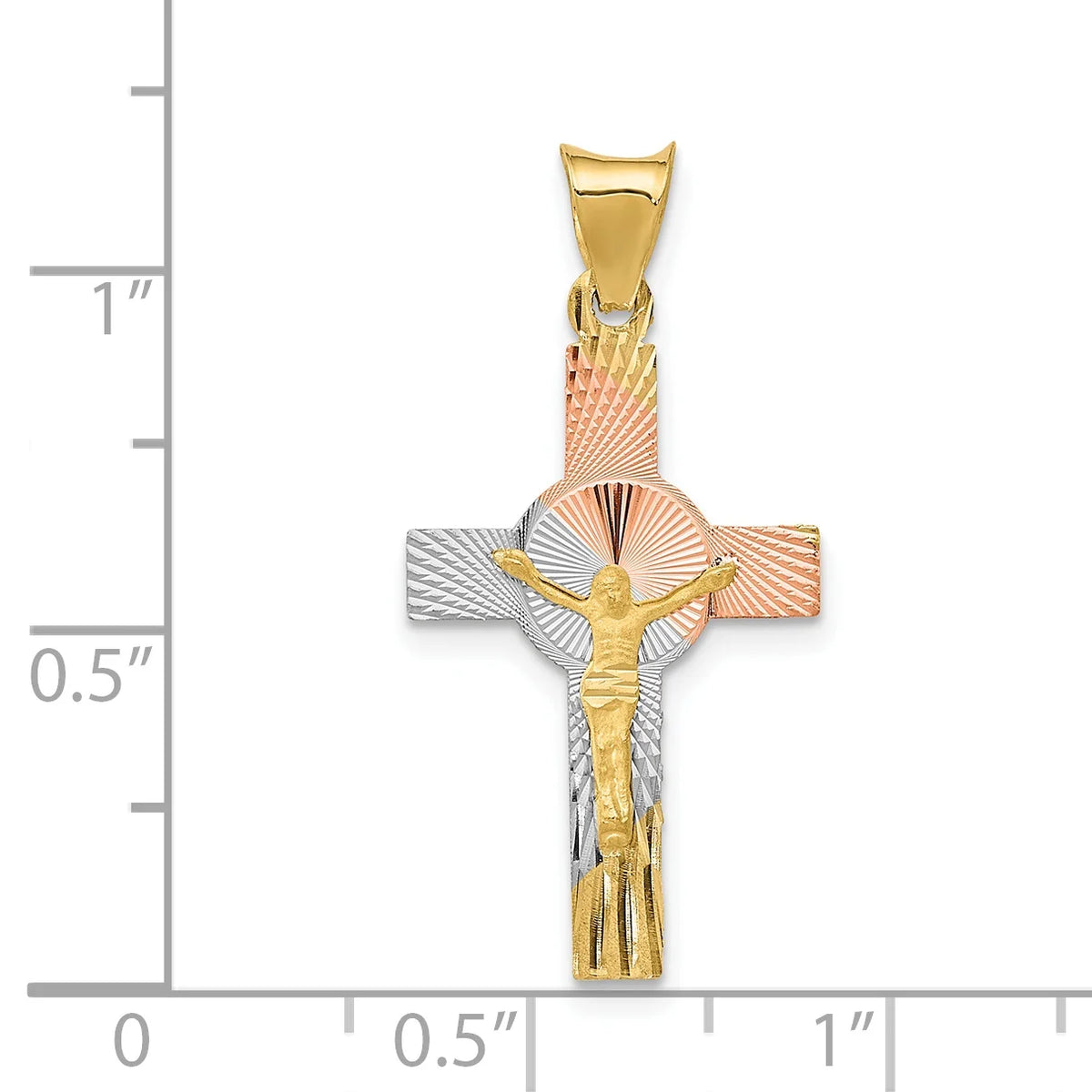 14K Two-Tone Gold Rhodium Plating Crucifix Cross Pendant Necklace G568