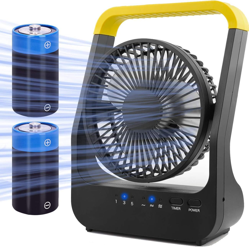 Battery Operated Fan, Portable Desk Fan with Timer, 3 Speeds, 180° Rotation, 5'' L17766