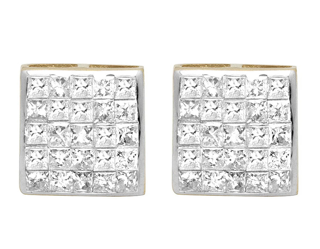 14K Yellow Gold Princess Diamond Stud Earrings O2332