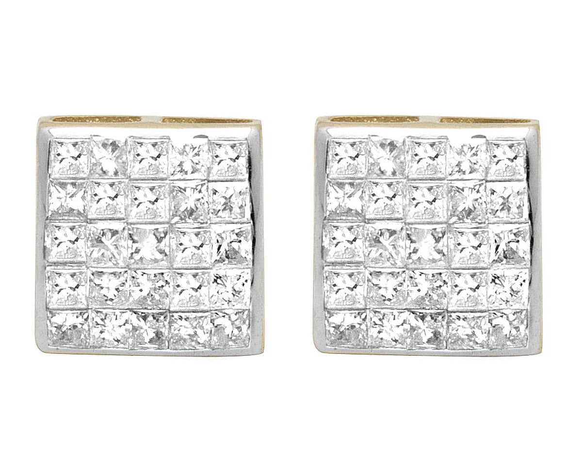 14K Yellow Gold Princess Diamond Stud Earrings O2332