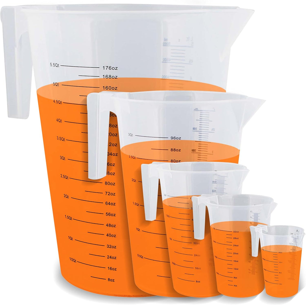 5 Piece Set of Graduated Plastic Mixing Pitchers L631569