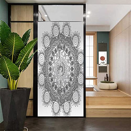 35.4 inch x 78.7 inch Black and White Glass Privacy Sticker L6418