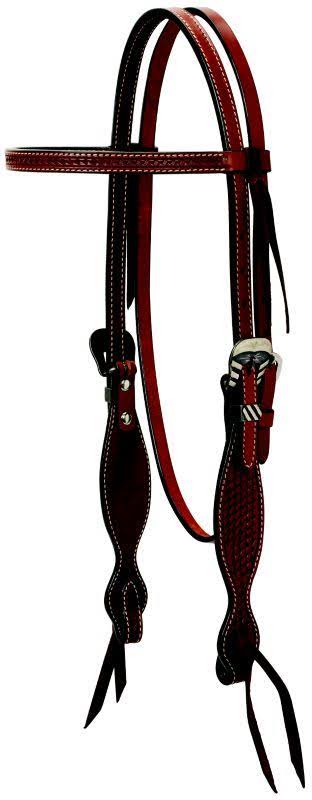 Turq Cross Basket Tooled Browband Headstall Q4389