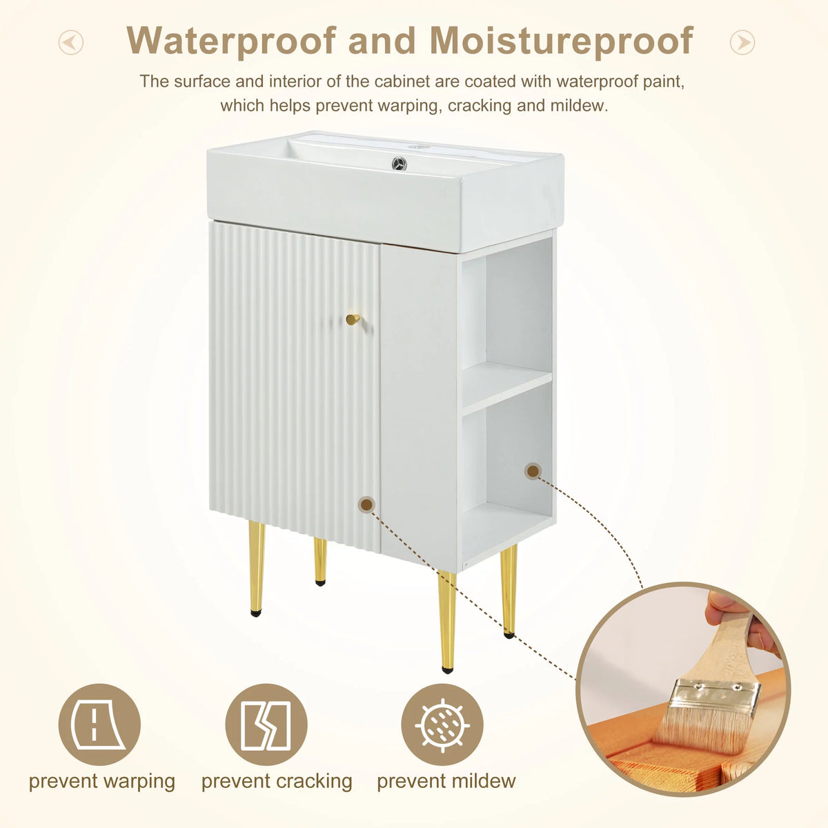 21.6" Wood Bathroom Vanity with Ceramic Sink I395124