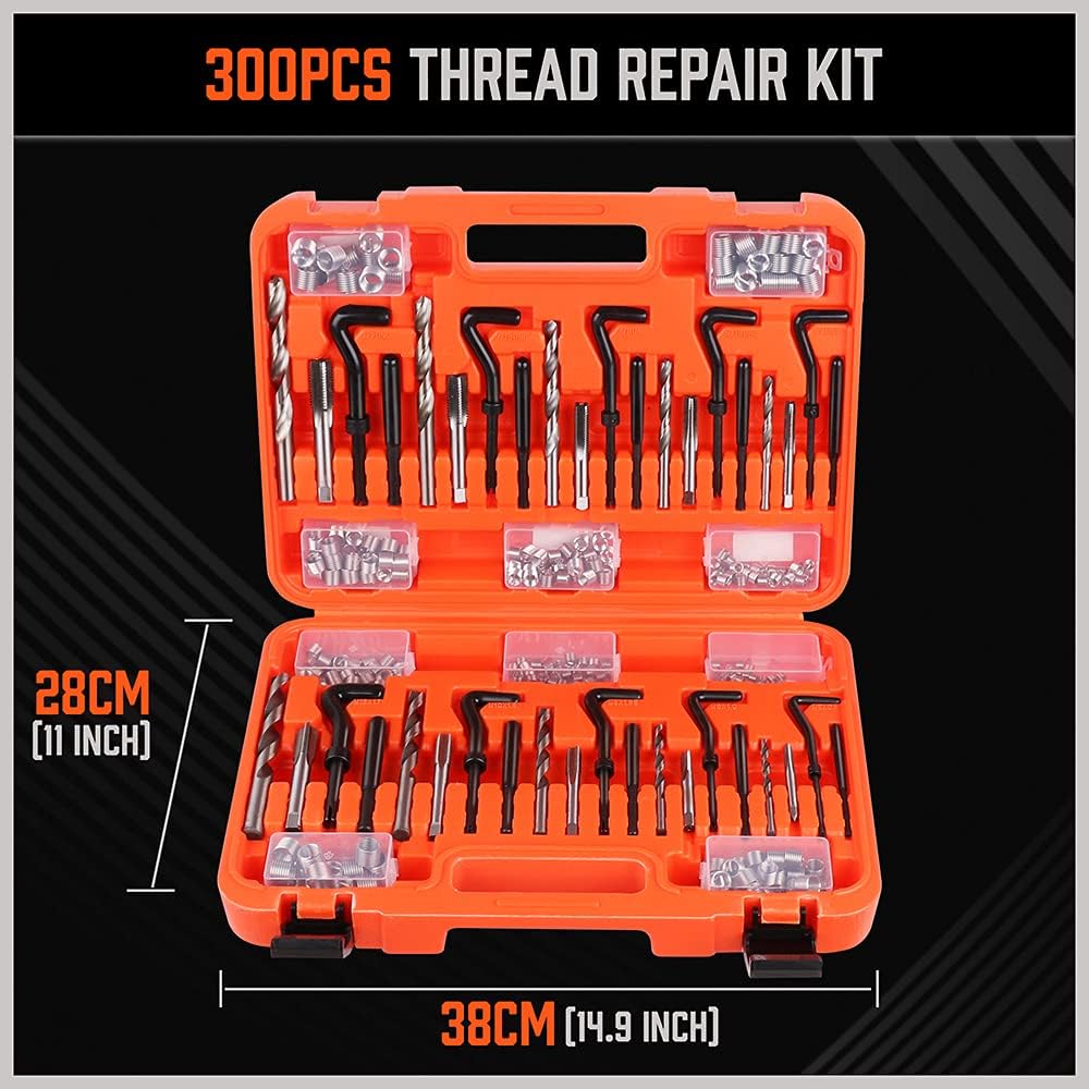 300pc Metric and SAE Thread Repair Kit with HSS Drill C451071
