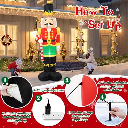 8FT Christmas Inflatable Nutcracker Soldier with Built-in LEDs S4480