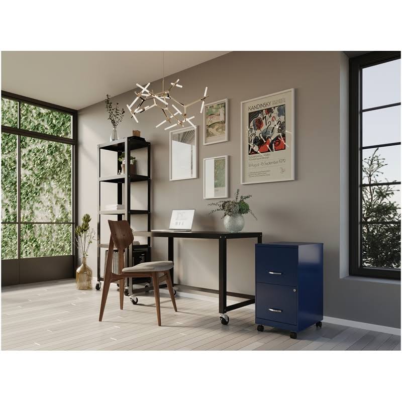 Navy 2 Drawer Metal Mobile File Cabinet J801591