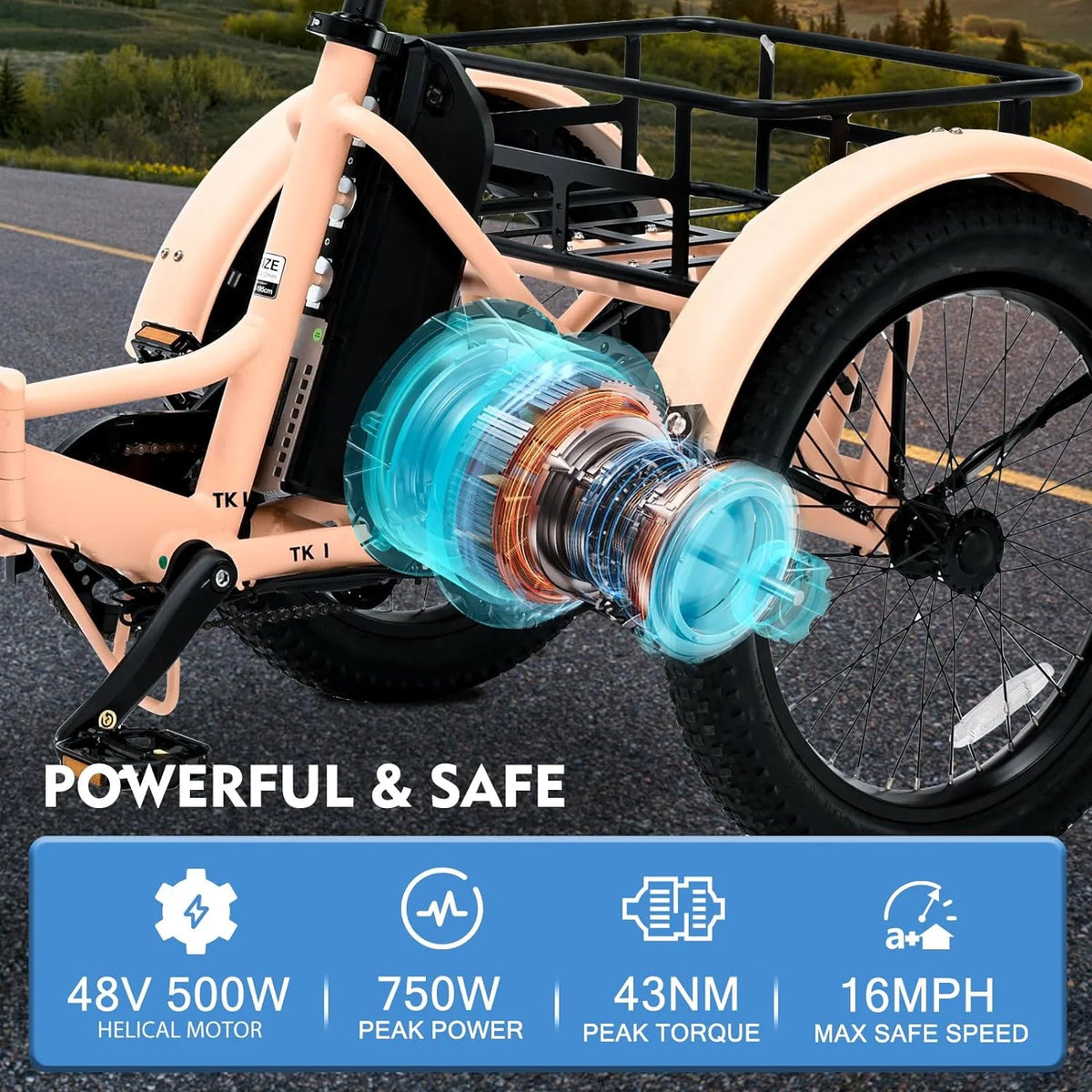 24/26 Electric Tricycle 350W 36V 7 Speeds with Large Basket C34440
