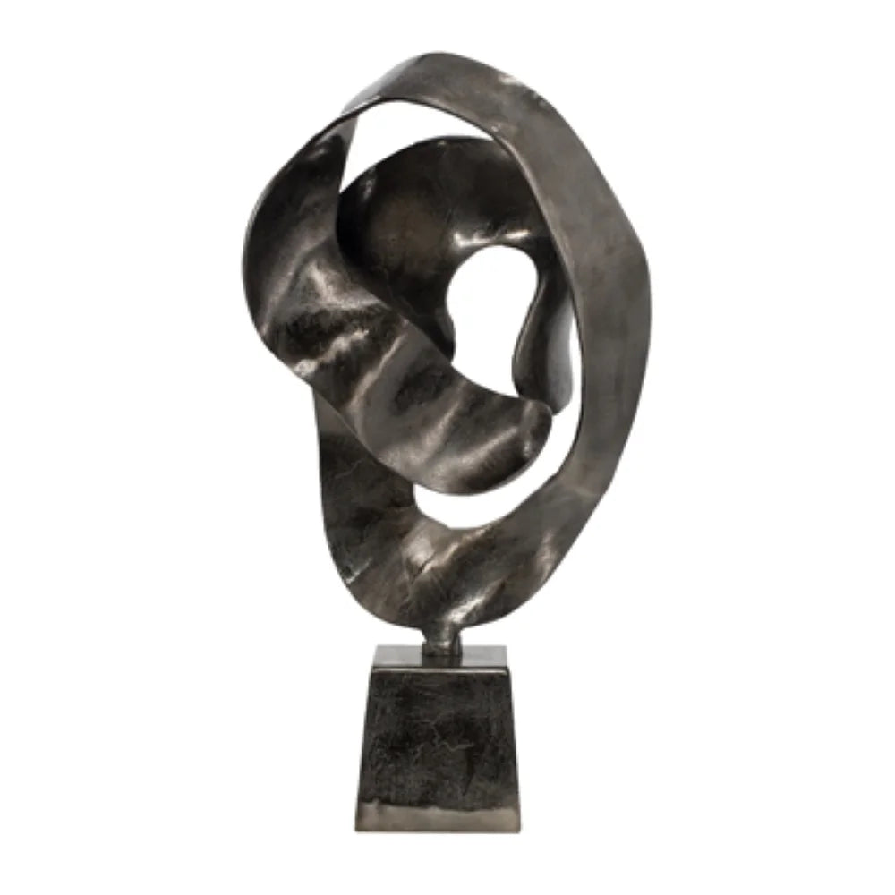 Black Abstract Sculpture on Pedestal Base Q381
