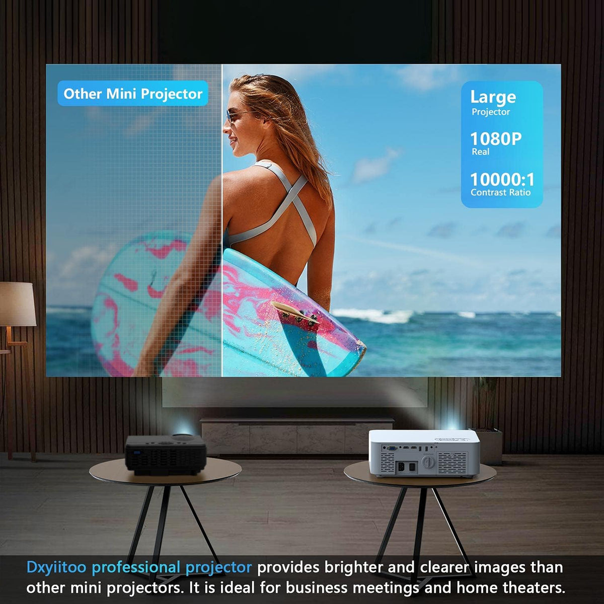 Full HD 1080P WiFi Bluetooth Projector, 9800LM 450" Display 4K Movie Projector H845802