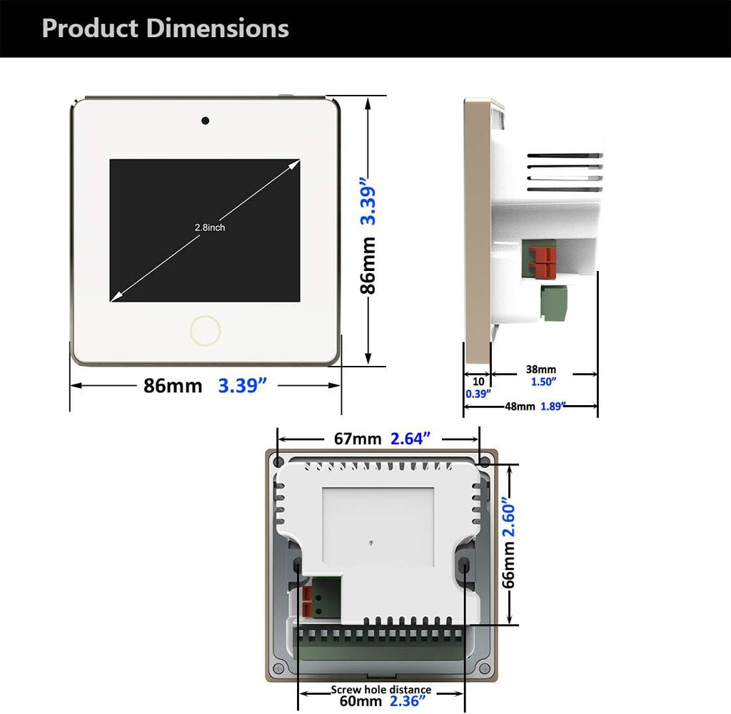 White Wall Mount Bluetooth Receiver Stereo Audio Amplifier with Touch Screen Y973507
