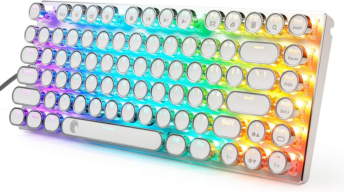 Vintage Retro Style Mechanical Keyboard with Blue Switches, Compact 81 Keys P123648