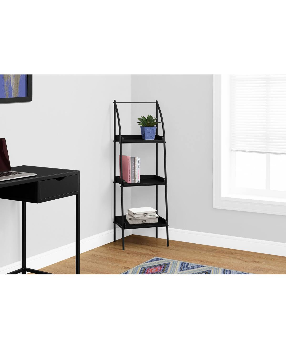 Dark Taupe Black Metal Bookcase A287