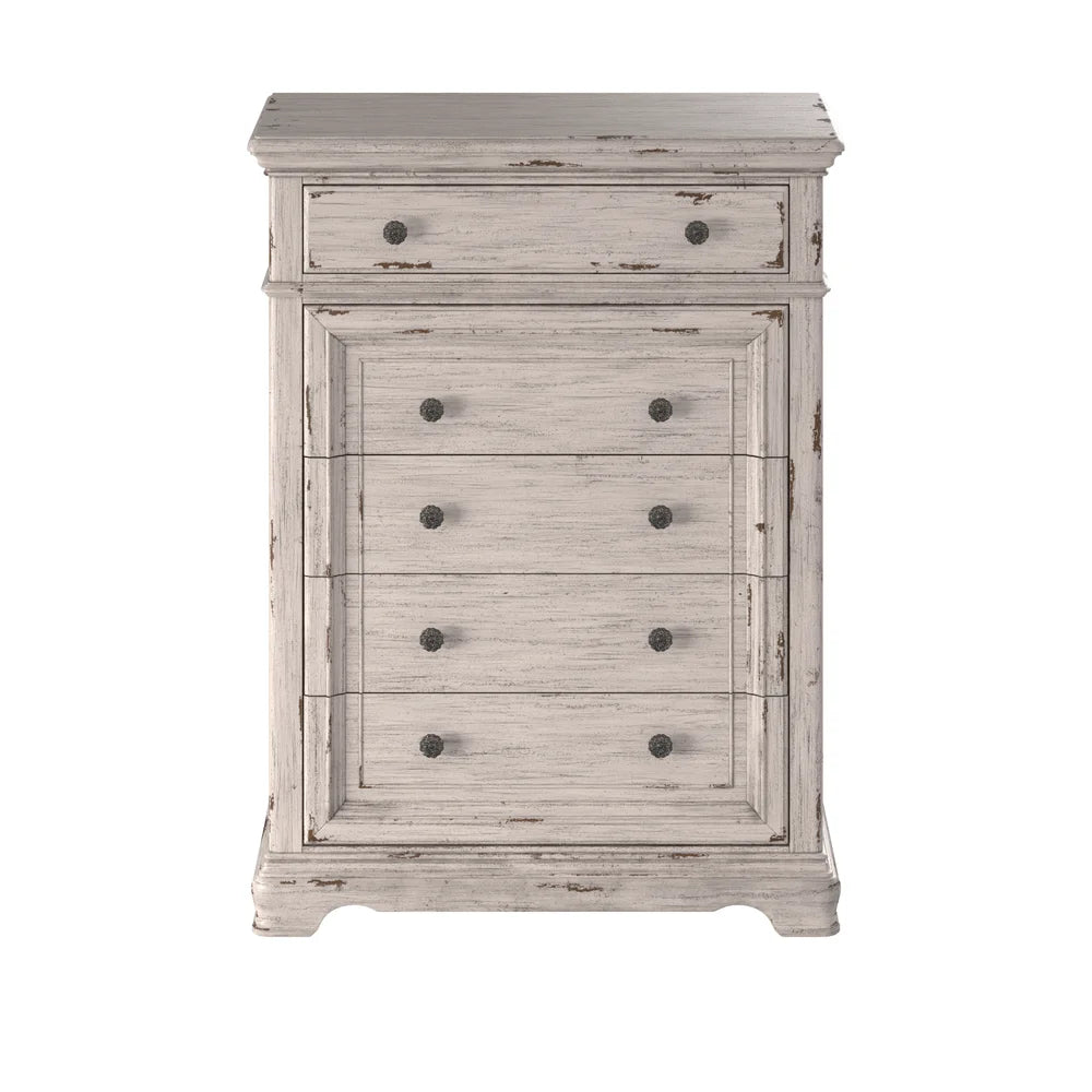 Antique White Wood Five Drawer Chest P683530