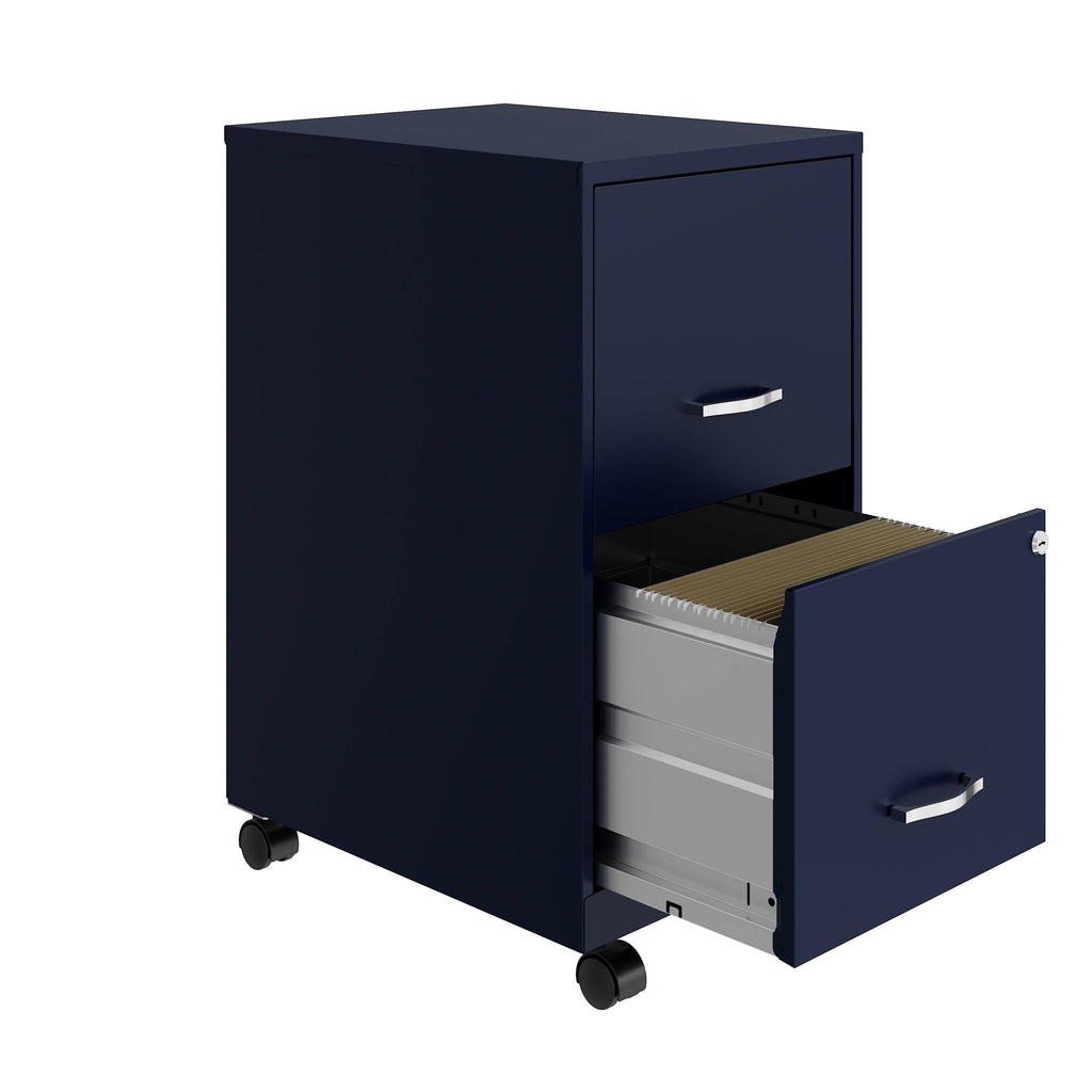 Navy 2 Drawer Metal Mobile File Cabinet J801591