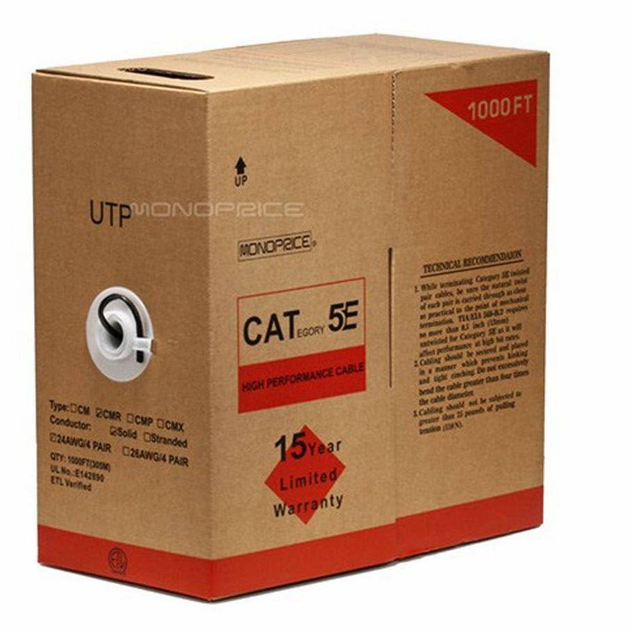Black Cat5e UTP Solid Bulk Ethernet Cable V8756