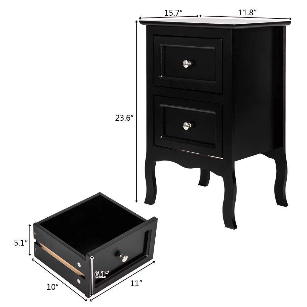 Black Wood Nightstand E8407