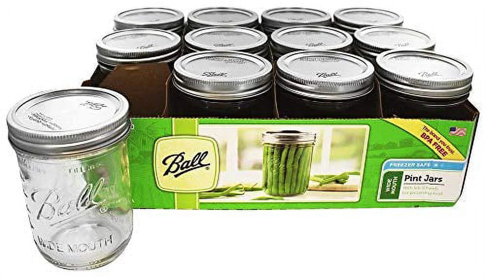 12 Count 16 oz Clear Glass Mason Jars with Lids & Bands D921