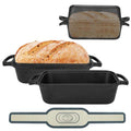 9x5-inch Cast Iron Bread Pan with Lid and 2 Bread Mats L724682