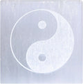 White Engraving Selenite Chakra Slab Energy Plate Coaster M3879