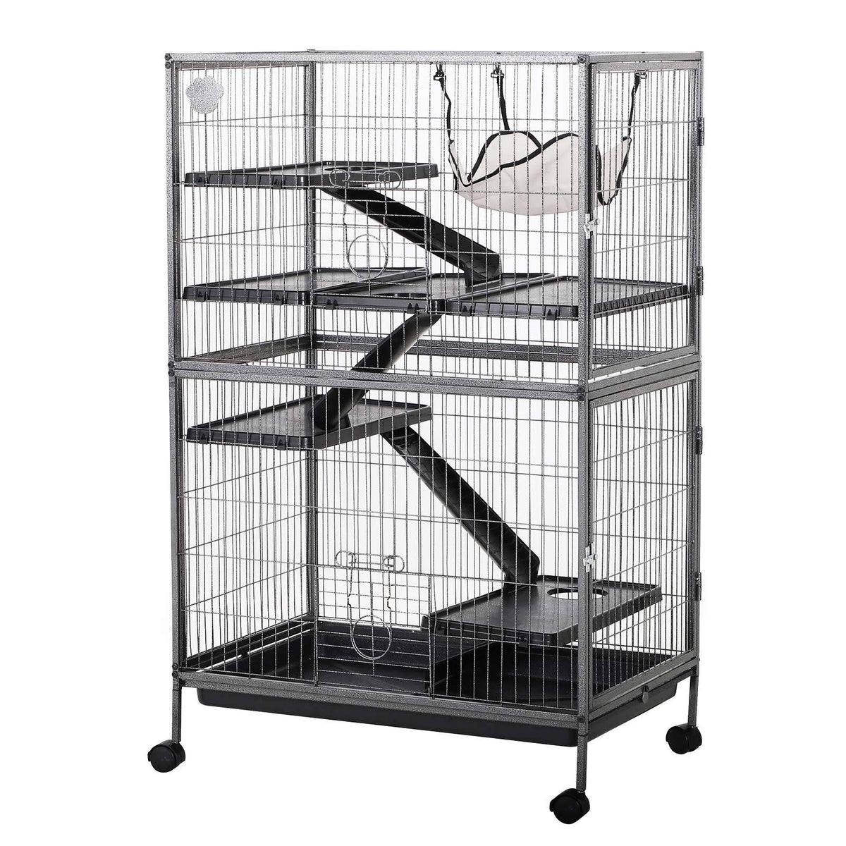 50” 4 Tier Steel Plastic Small Animal Pet Cage Kit with Wheels C1136