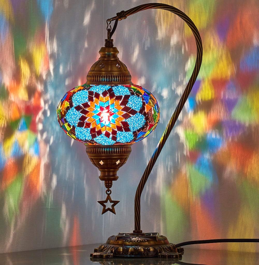 Multicolor Mosaic Gooseneck Table Lamp Y9163