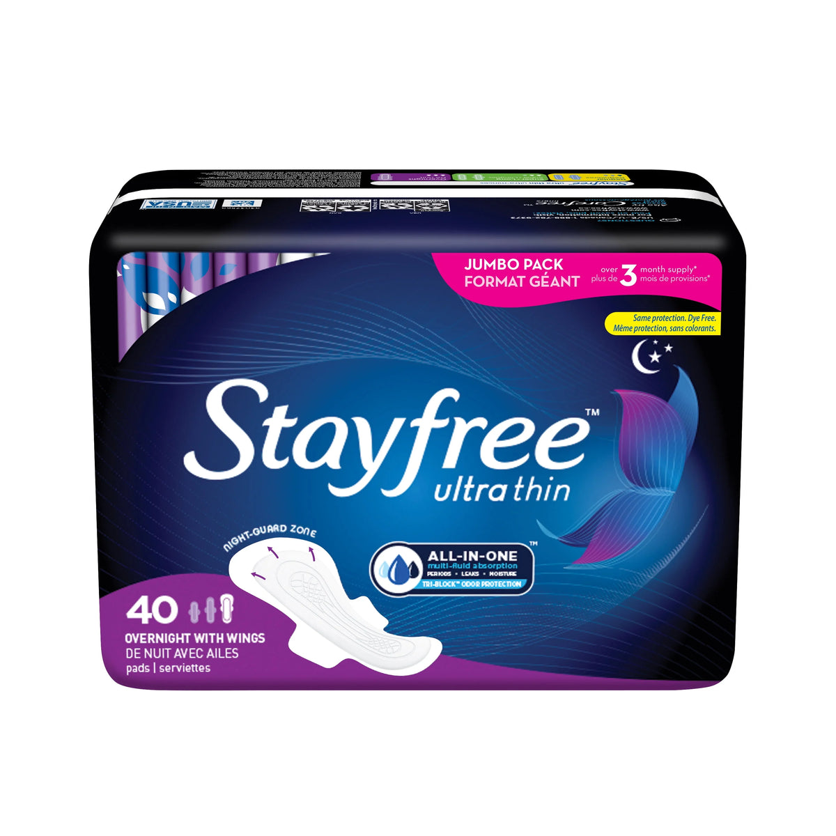 Ultra Thin Overnight Pads With Wings, 40 Ct Q247