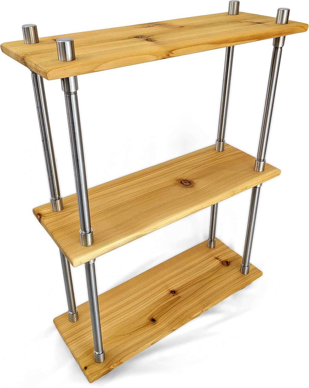 Solid Cedar Wood & Stainless Steel Metal Bookcase, 20 Inch Wide R698024