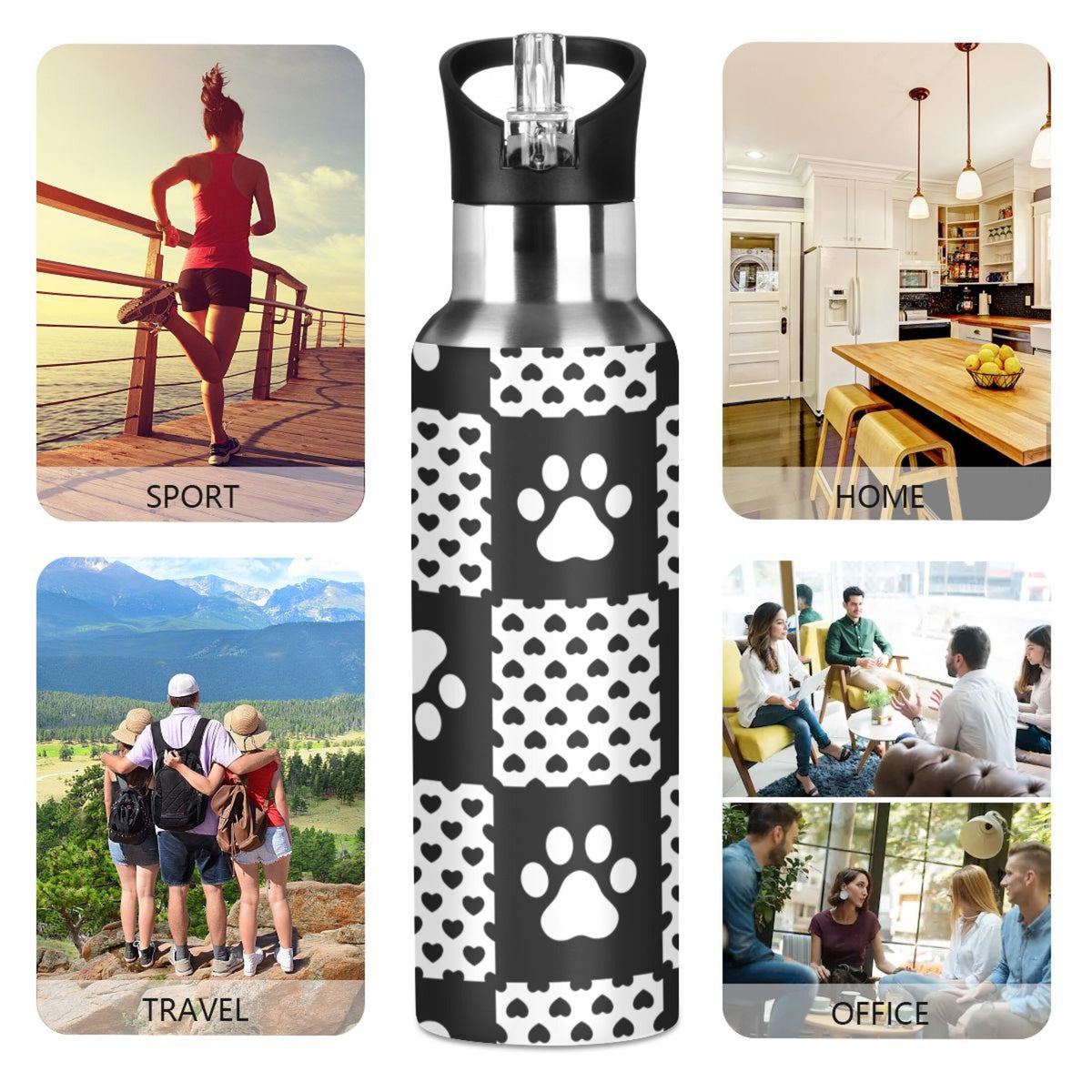 20 OZ Stainless Steel Water Bottle with Straw Lid E770