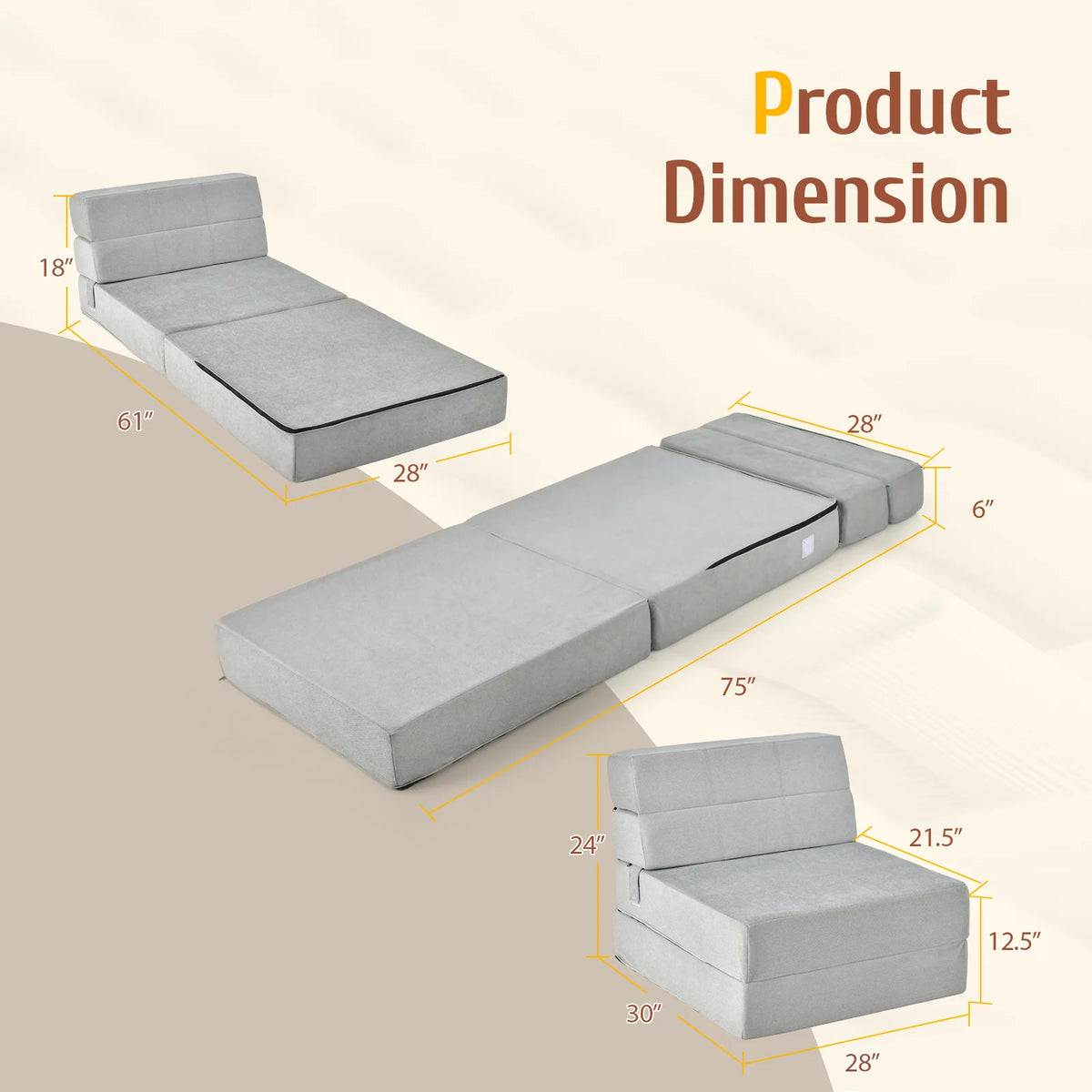 Grey Convertible Sleeper Chair I664494