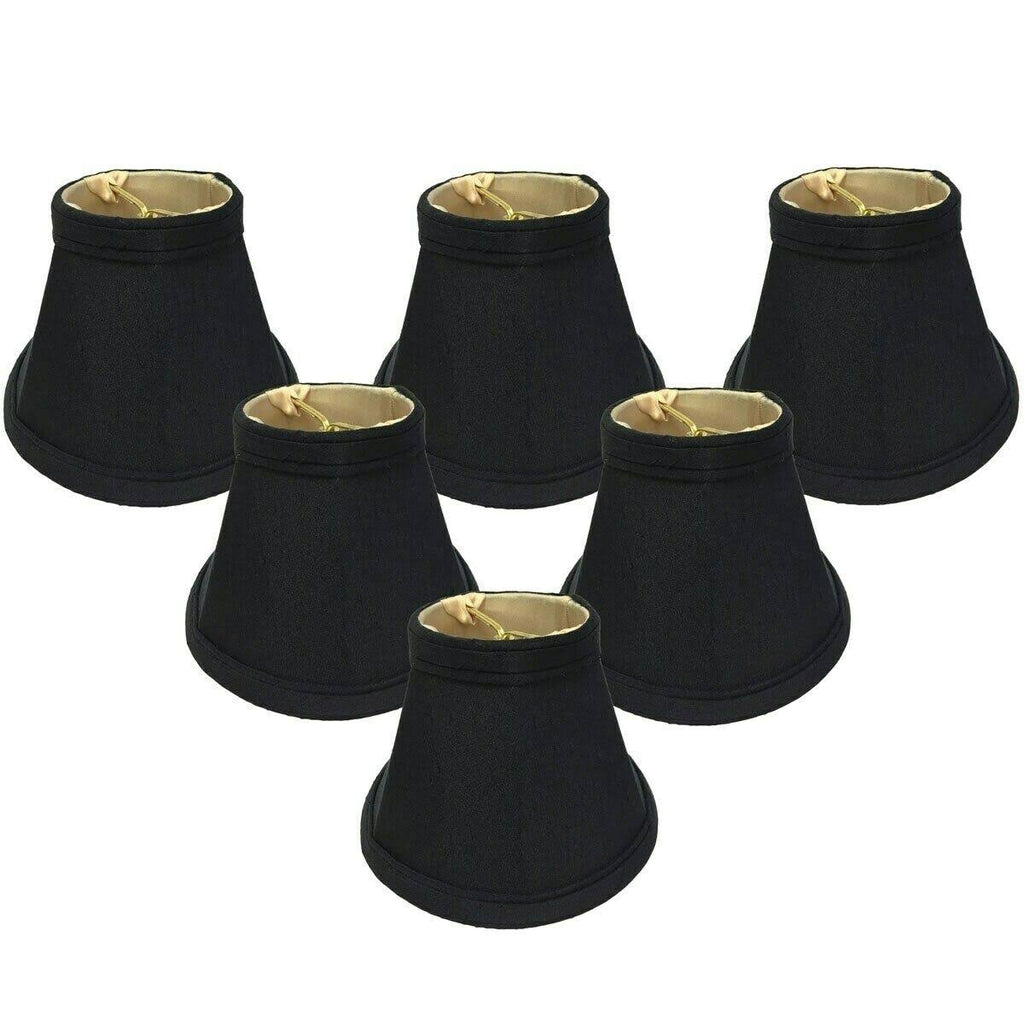 6 Silk Bell Candelabra Shade Set of 6 Black Gold K575077
