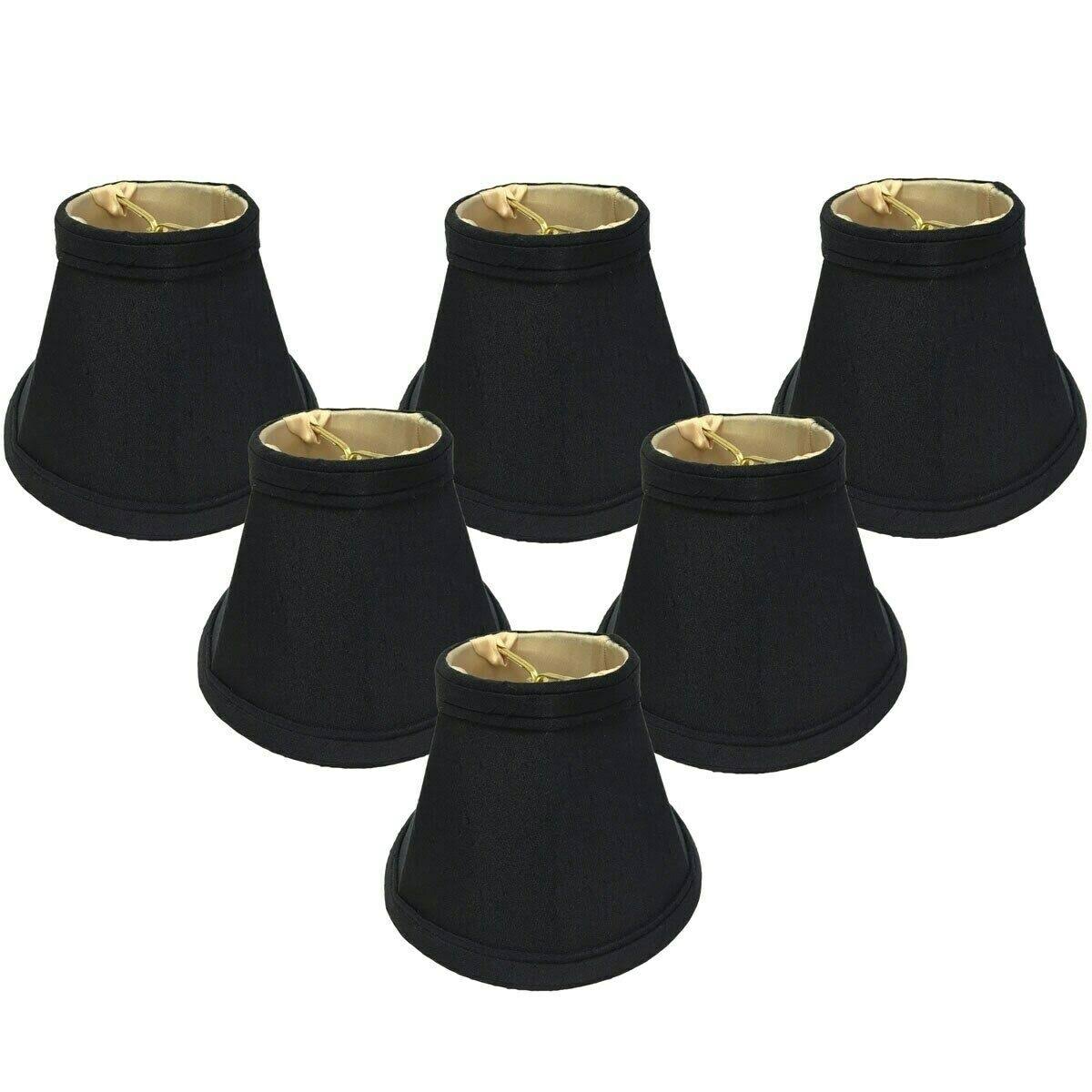 6 Silk Bell Candelabra Shade Set of 6 Black Gold K575077