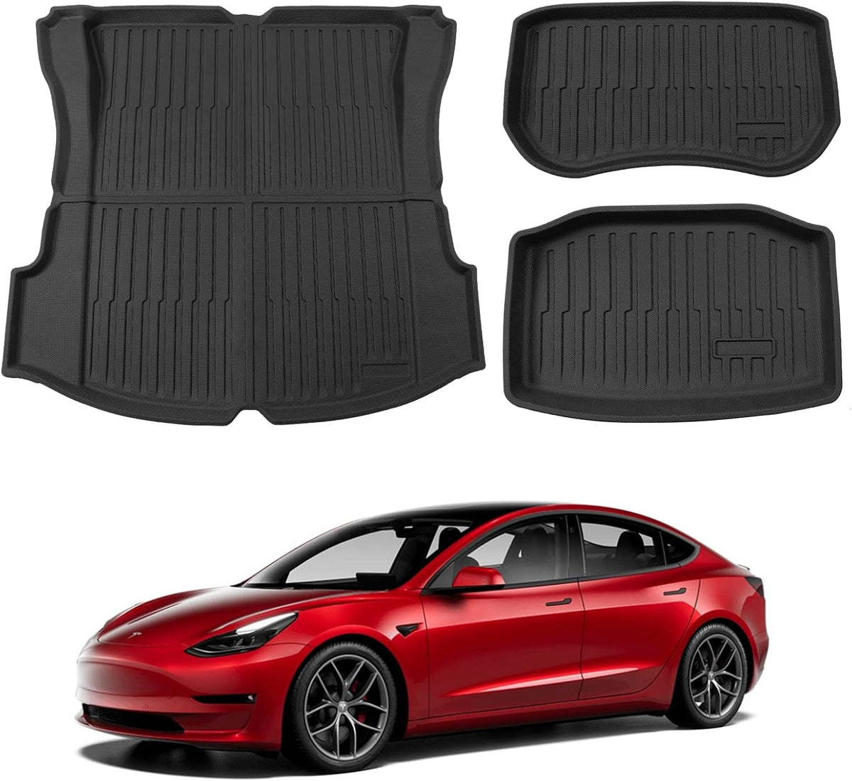 Cargo Liners Storage Frunk Mat All Weather Front Trunk Mats TPE Floor Mats Set of 6 Z38298