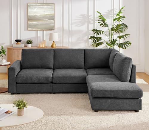 Cream L Shaped Sectional Sofa with Reversible Chaise C361983