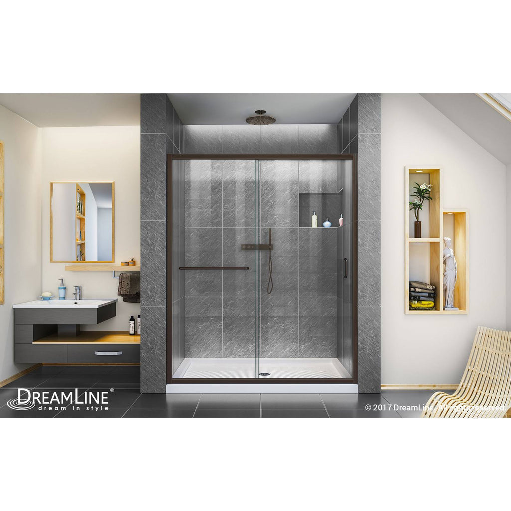 Semi-Frameless Sliding Shower Door, Clear Glass, Oil Rubbed Bronze U337501