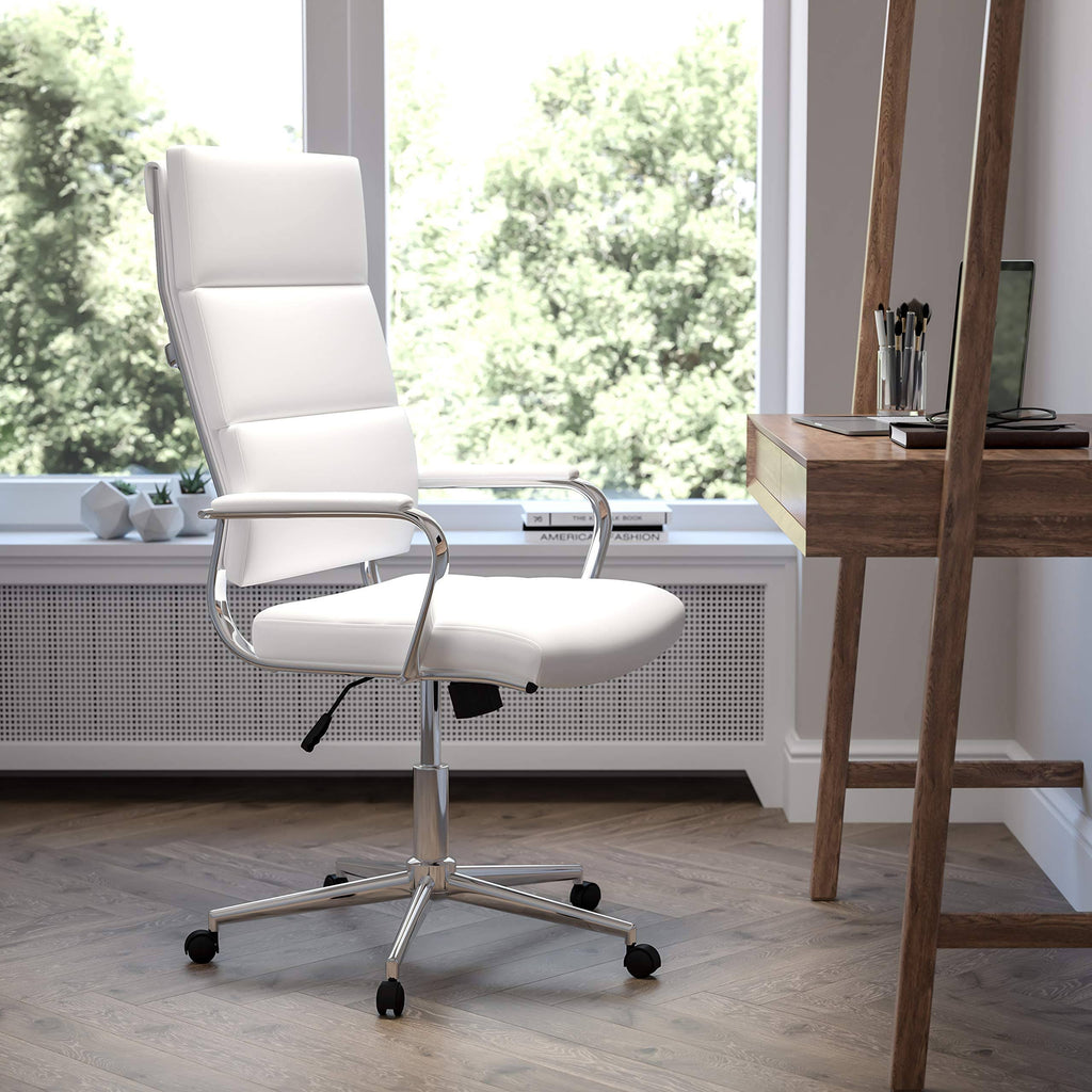 White LeatherSoft High Back Executive Swivel Office Chair H606