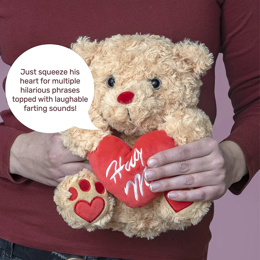 Brown Plush Teddy Bear with Red Hug Me Love Heart Stuffed Animal S1658