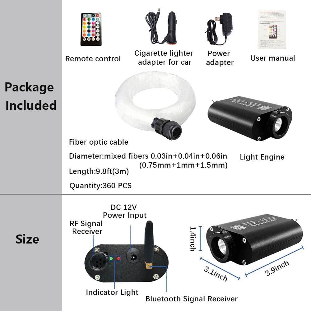 16W RGBW LED Fiber Optic Star Ceiling Light Kit S9841
