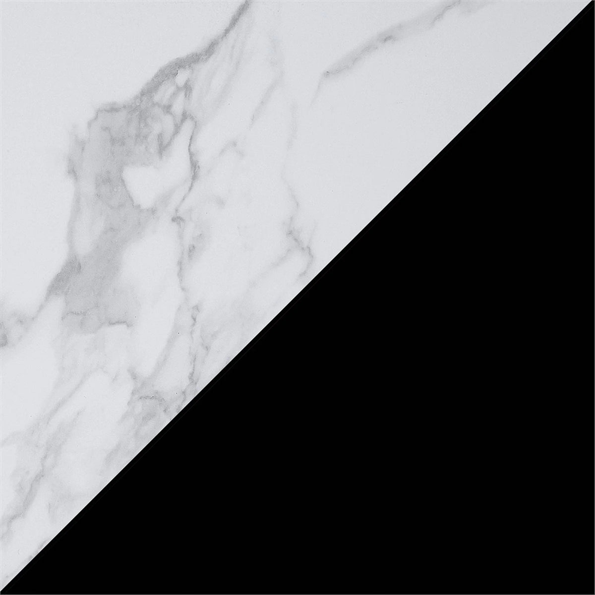 White Faux Marble and Black Wood Console Table with Shelf X409494