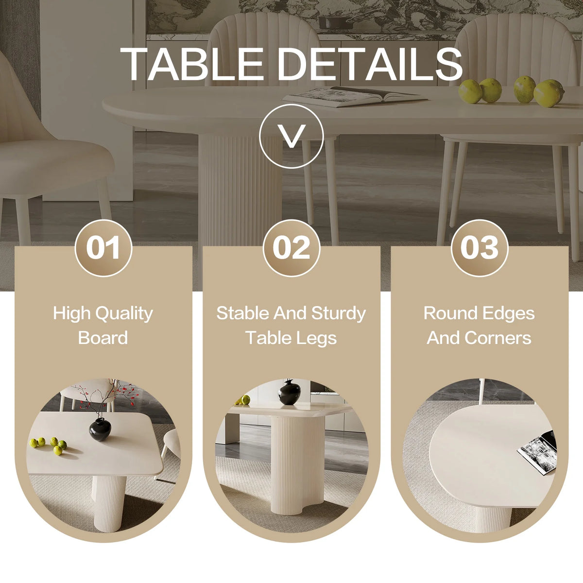70.86'' Oval White Dining Table E733