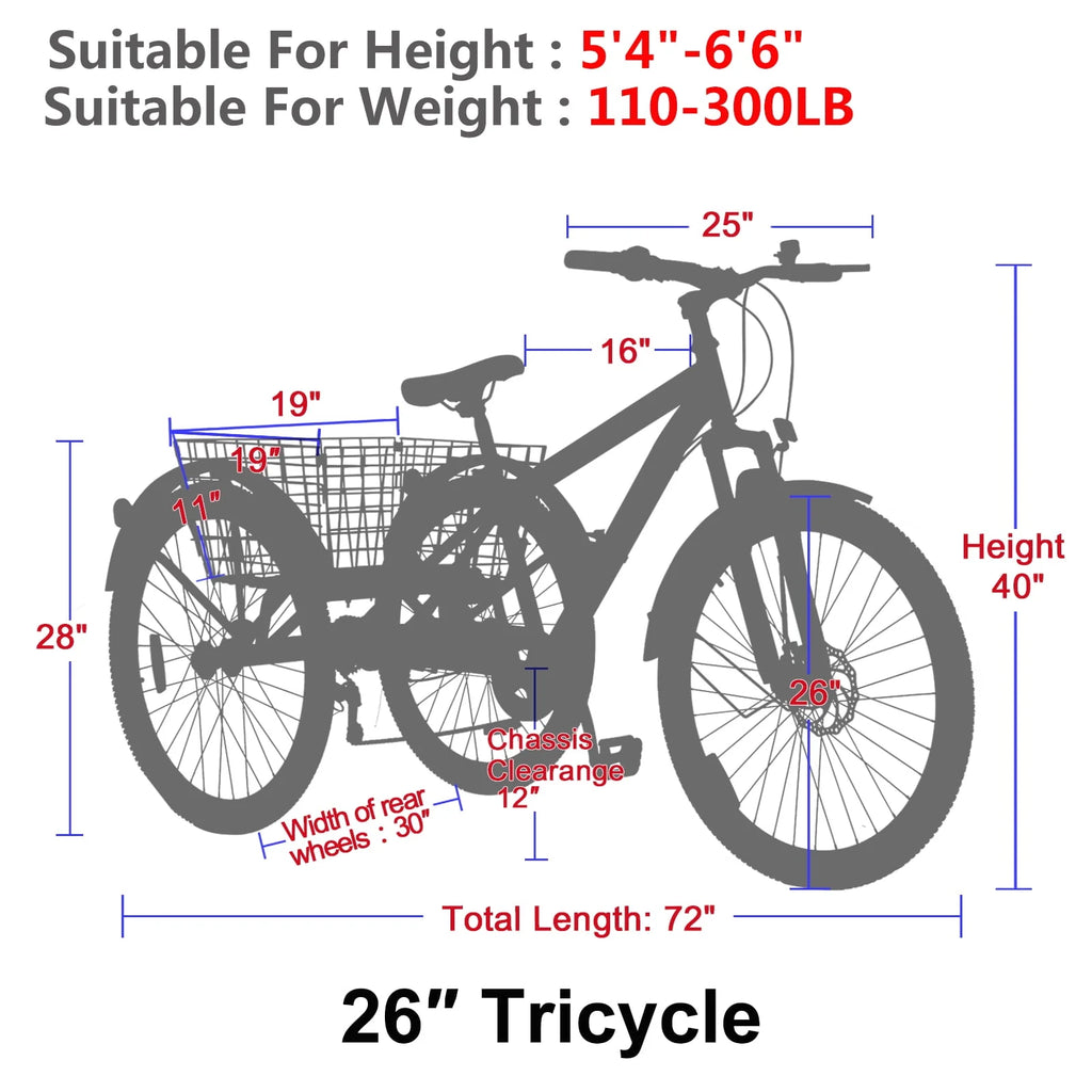 7-Speed 3 Wheeled Adult Tricycle with Cargo Basket H645271