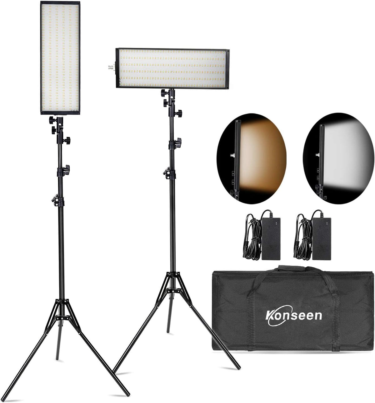 24W 2 Pack Bi-Color LED Video Light Kit with Tripod Stand N3287