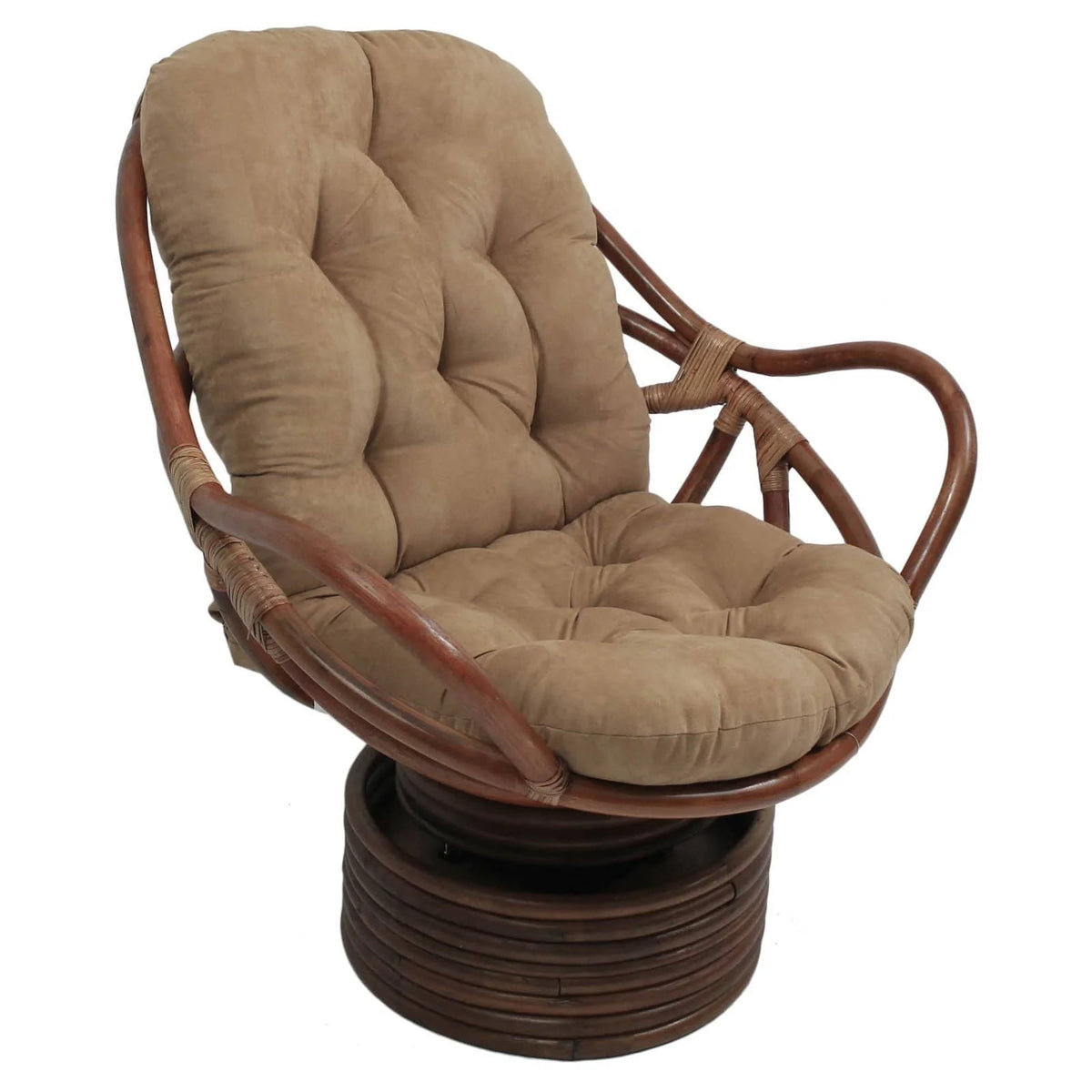 Rattan Coil Base Swivel Rocker with Micro Suede Cushion L735