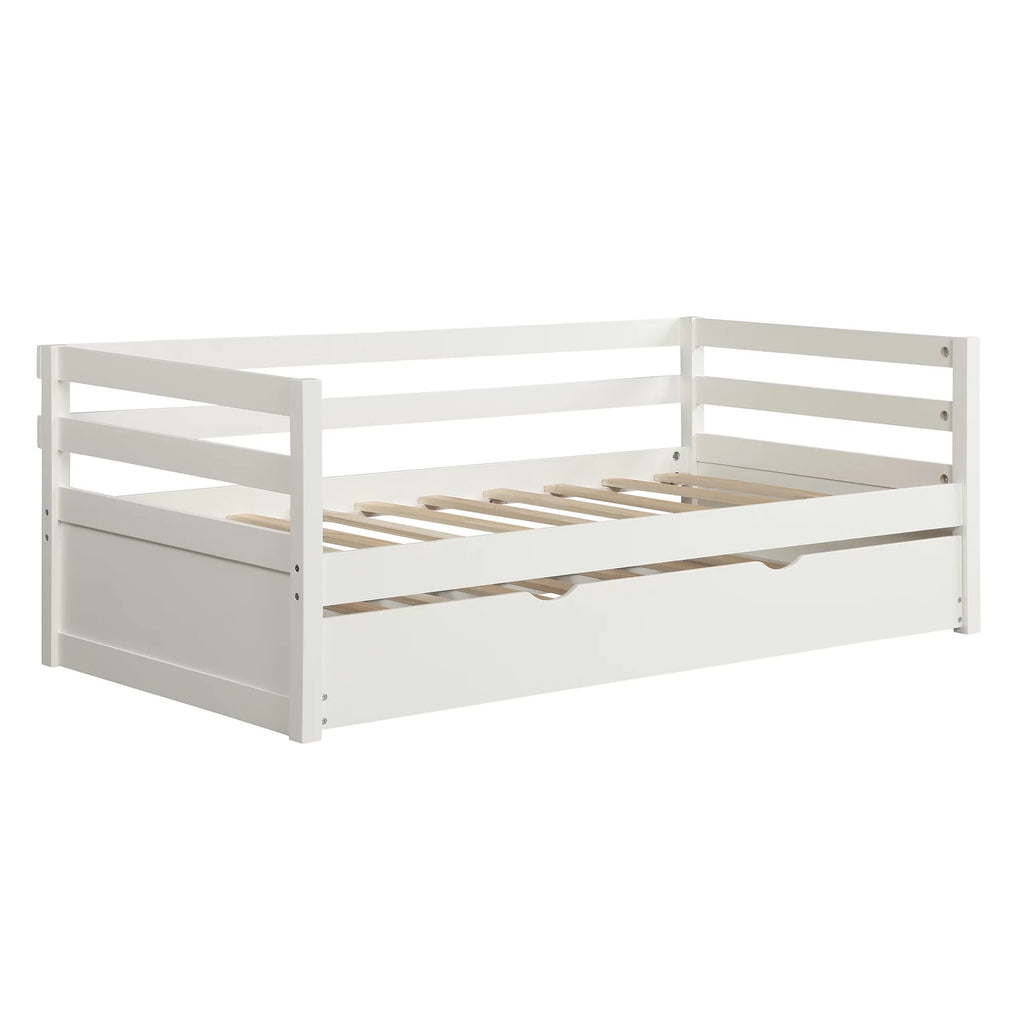 Solid Wood Daybed with Trundle White N70555